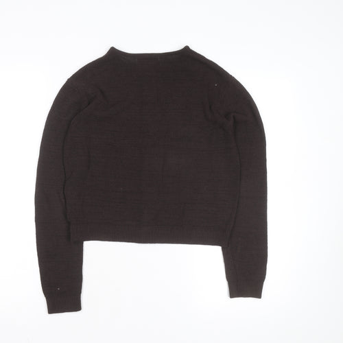 Marks and Spencer Womens Brown Wool Cardigan XS Crew Neck