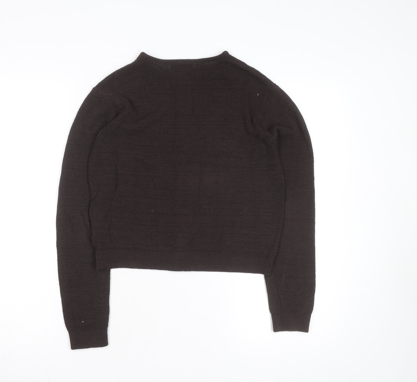 Marks and Spencer Womens Brown Wool Cardigan XS Crew Neck