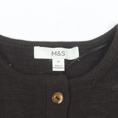 Marks and Spencer Womens Brown Wool Cardigan XS Crew Neck