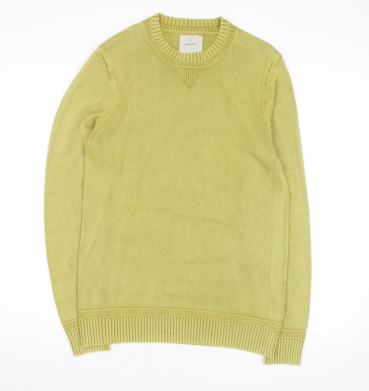 White Stuff Women's Green Cotton Crew Neck Jumper Small