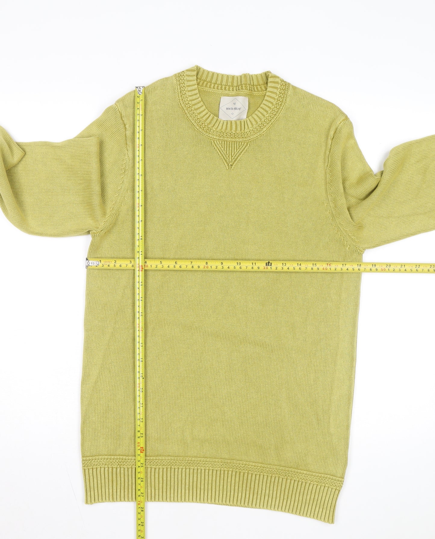 White Stuff Women's Green Cotton Crew Neck Jumper Small