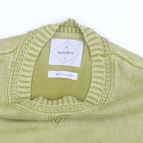 White Stuff Women's Green Cotton Crew Neck Jumper Small