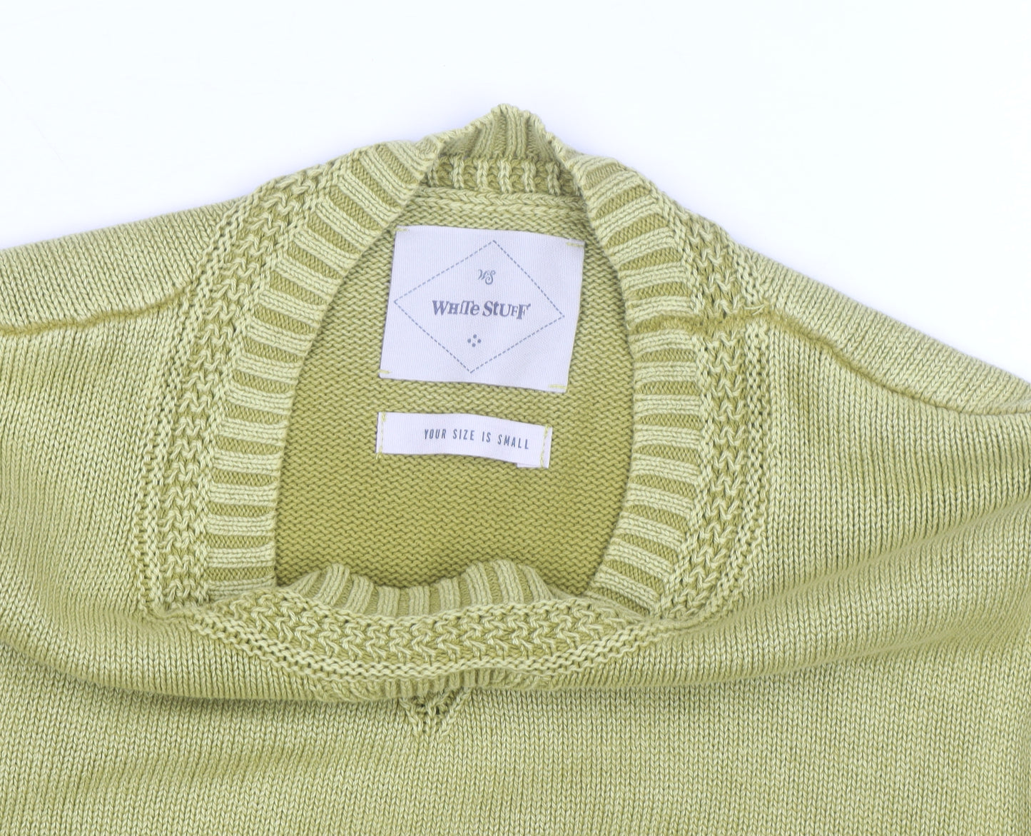 White Stuff Women's Green Cotton Crew Neck Jumper Small
