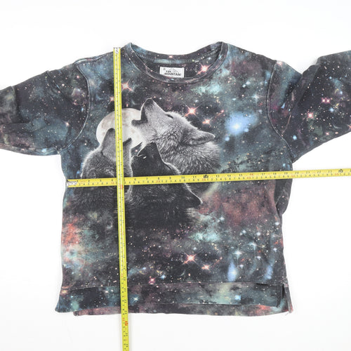 The Mountain Men's Multicoloured Wolf Galaxy Pullover Sweatshirt L