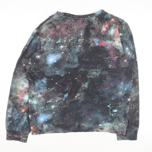 The Mountain Men's Multicoloured Wolf Galaxy Pullover Sweatshirt L
