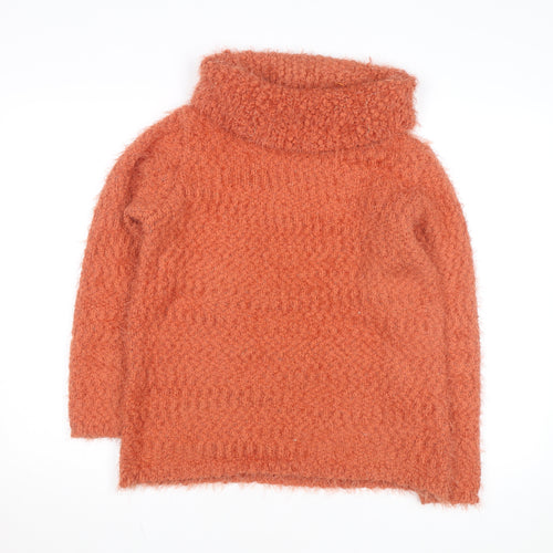 Alexara Women’s Orange Roll Neck Chunky Knit Jumper Size S