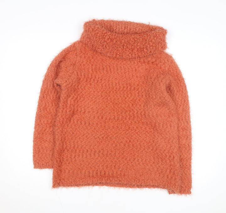 Alexara Women’s Orange Roll Neck Chunky Knit Jumper Size S