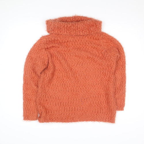 Alexara Women’s Orange Roll Neck Chunky Knit Jumper Size S