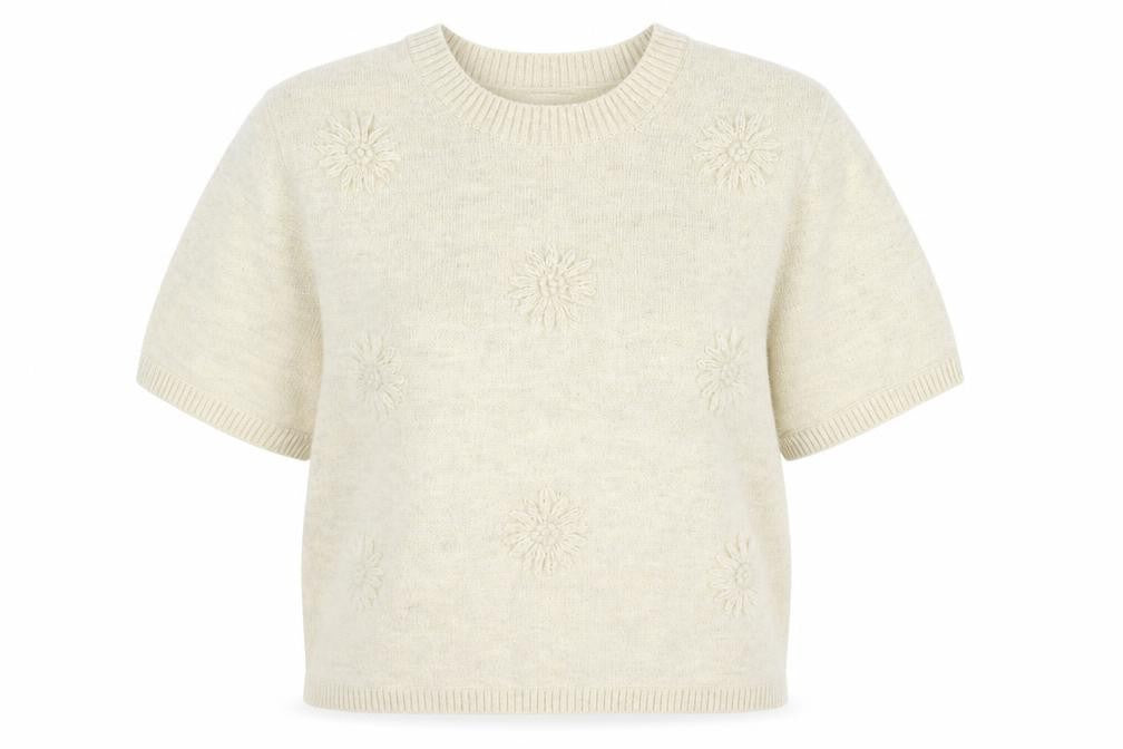 Marks and Spencer Women’s Beige Short Sleeve Wool Blend Jumper L