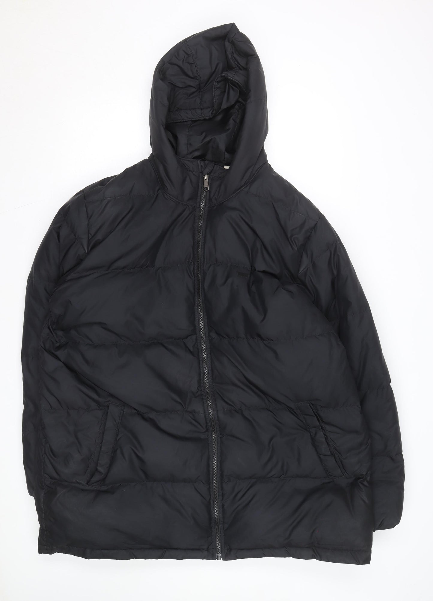 Levi's Men's Black XL Puffer Jacket Hooded Mid-Length Winter Coat
