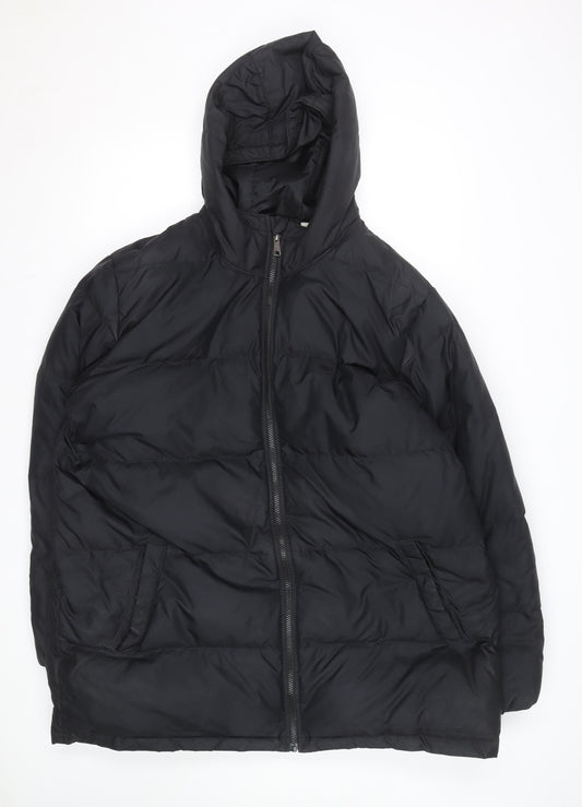Levi's Men's Black XL Puffer Jacket Hooded Mid-Length Winter Coat