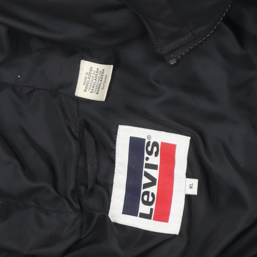 Levi's Men's Black XL Puffer Jacket Hooded Mid-Length Winter Coat