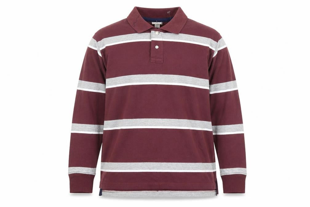 Steve & Barry's Men's Red Striped Long Sleeve Rugby Shirt M