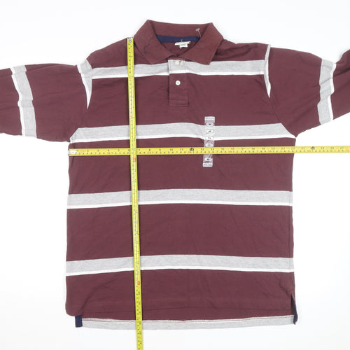 Steve & Barry's Men's Red Striped Long Sleeve Rugby Shirt M