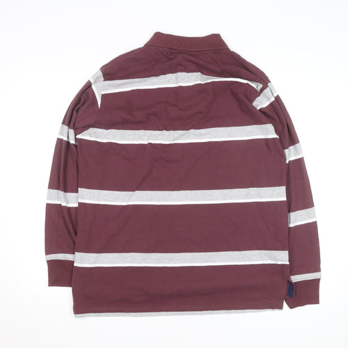 Steve & Barry's Men's Red Striped Long Sleeve Rugby Shirt M