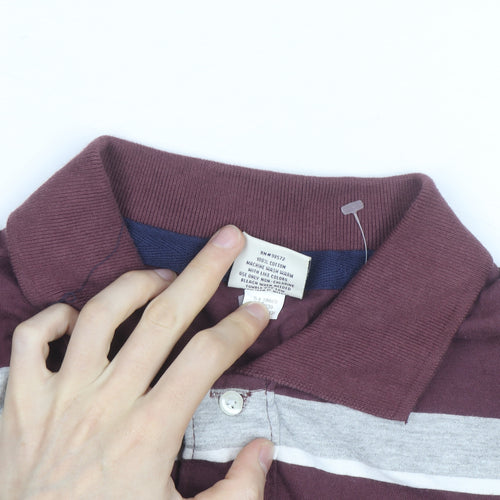 Steve & Barry's Men's Red Striped Long Sleeve Rugby Shirt M