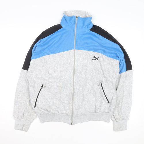 Puma Men's Grey Blue Track Jacket L Colourblock Full Zip Sportswear