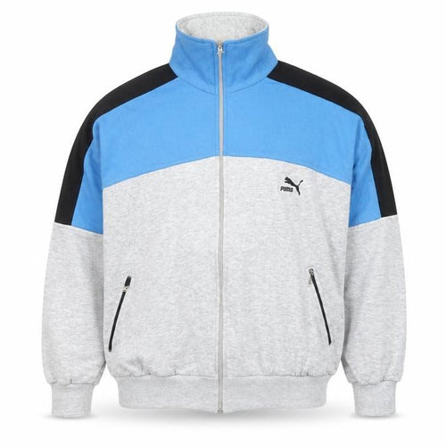 Puma Men's Grey Blue Track Jacket L Colourblock Full Zip Sportswear