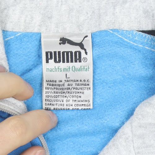Puma Men's Grey Blue Track Jacket L Colourblock Full Zip Sportswear