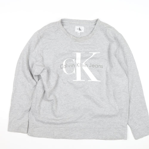 Calvin Klein Jeans Men's Grey Logo Pullover Sweatshirt Size L