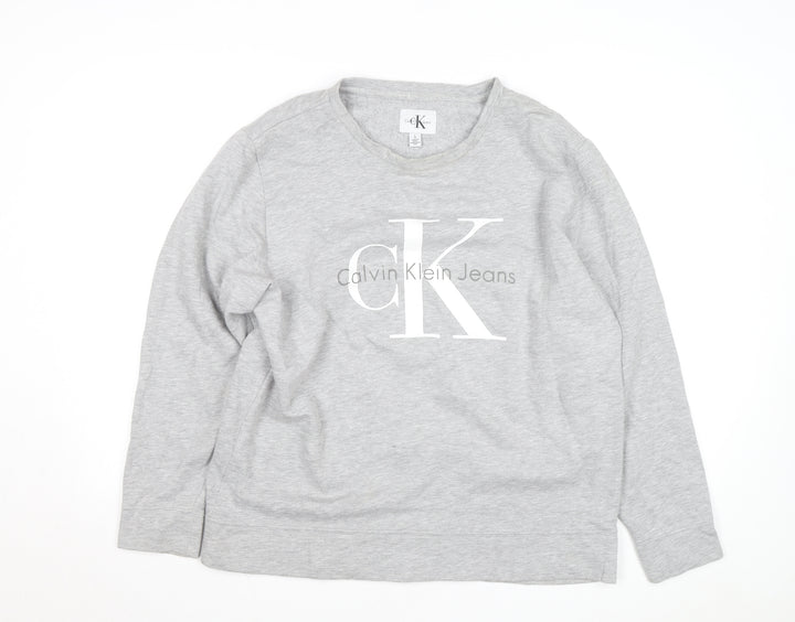 Calvin Klein Jeans Men's Grey Logo Pullover Sweatshirt Size L