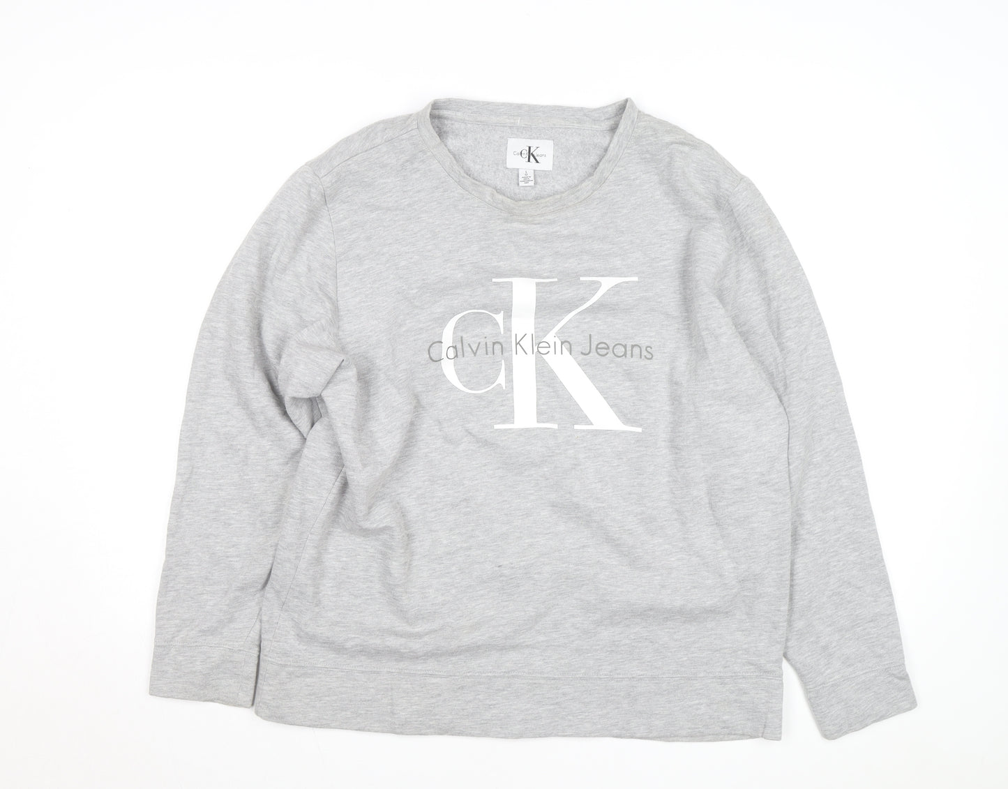 Calvin Klein Jeans Men's Grey Logo Pullover Sweatshirt Size L