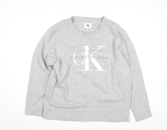 Calvin Klein Jeans Men's Grey Logo Pullover Sweatshirt Size L