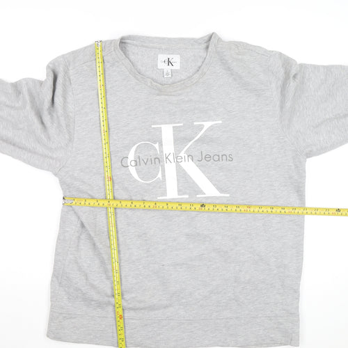 Calvin Klein Jeans Men's Grey Logo Pullover Sweatshirt Size L