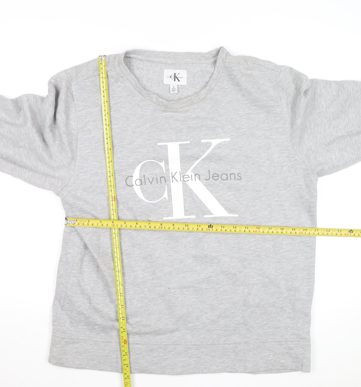 Calvin Klein Jeans Men's Grey Logo Pullover Sweatshirt Size L