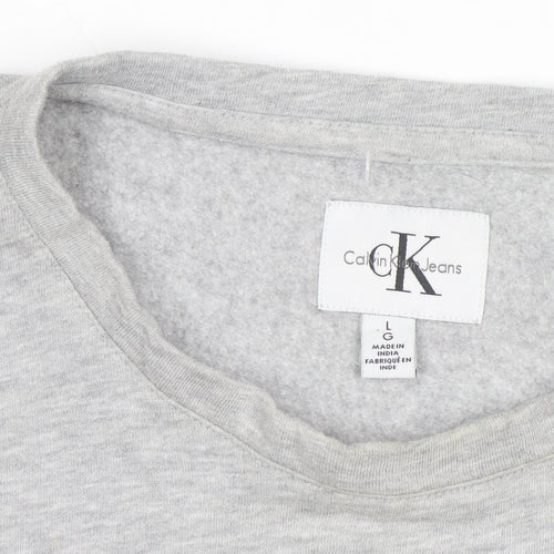 Calvin Klein Jeans Men's Grey Logo Pullover Sweatshirt Size L