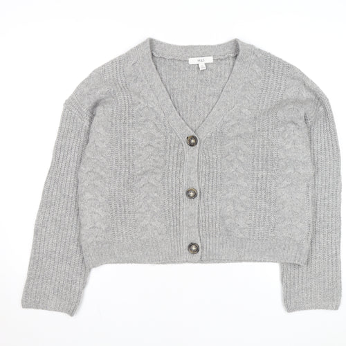 Marks and Spencer Women's Grey Cable Knit V-Neck Cardigan M
