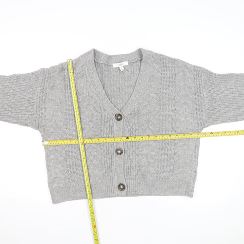 Marks and Spencer Women's Grey Cable Knit V-Neck Cardigan M