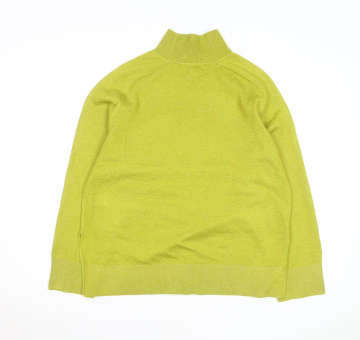 Marks and Spencer Women Green Mock Neck Wool Blend Jumper Medium