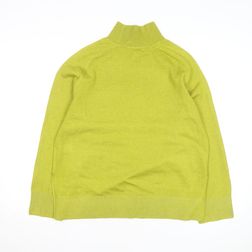 Marks and Spencer Women Green Mock Neck Wool Blend Jumper Medium