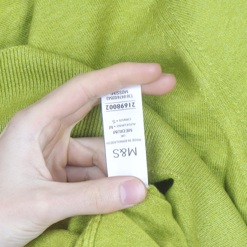 Marks and Spencer Women Green Mock Neck Wool Blend Jumper Medium