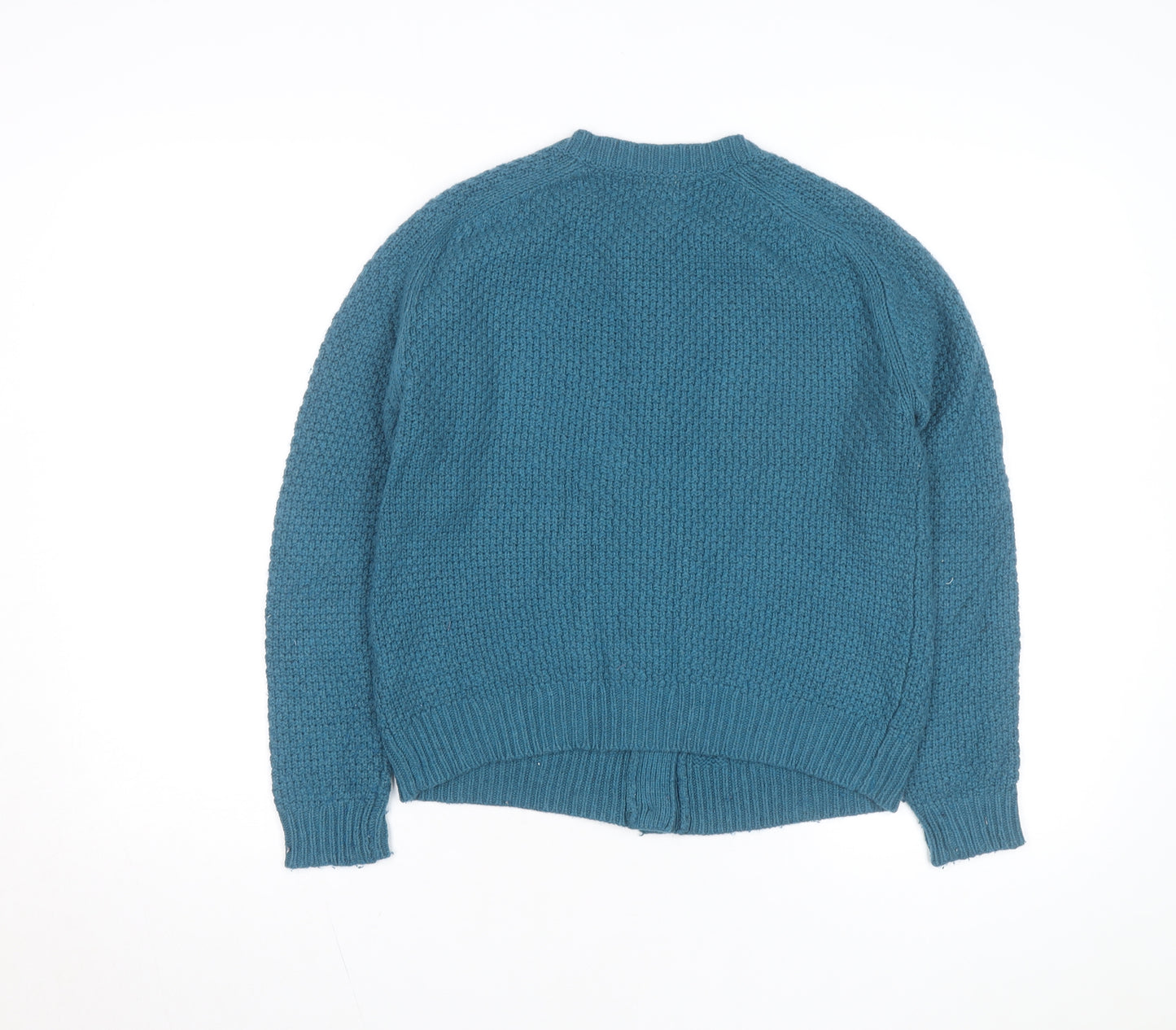 Hobbs Women Blue Cable-Knit Cotton Wool Cardigan UK 10