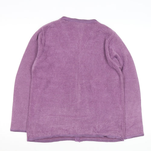 Paramour Women's Purple Embroidered V-Neck Cardigan M