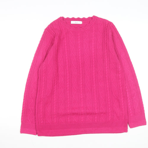 Isle Womens Pink Cable-Knit Acrylic Crew Neck Jumper Size M