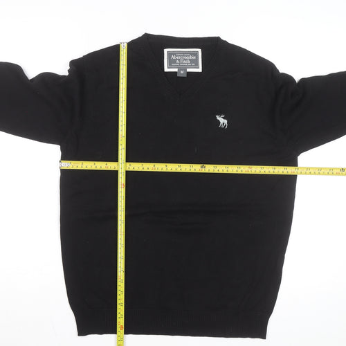 Abercrombie & Fitch Men's Black V-Neck Cotton Jumper M