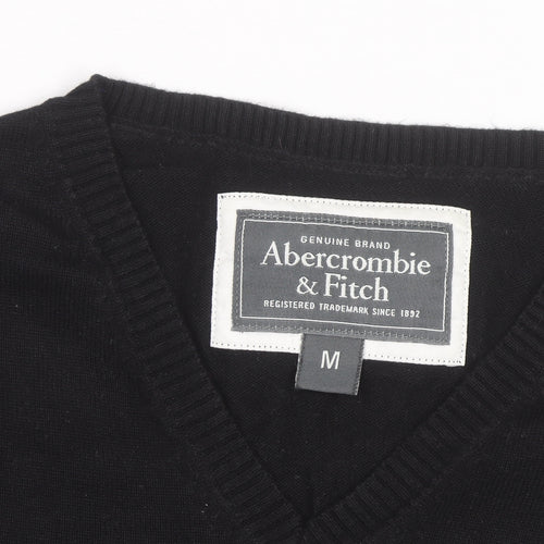 Abercrombie & Fitch Men's Black V-Neck Cotton Jumper M