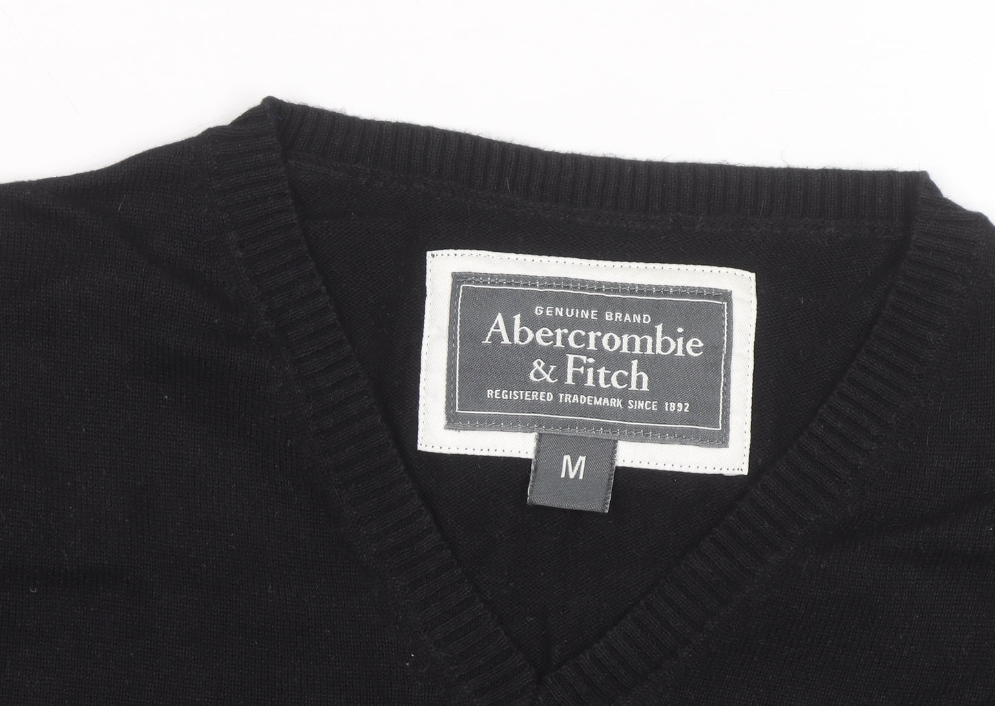 Abercrombie & Fitch Men's Black V-Neck Cotton Jumper M