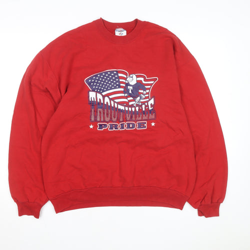 Jerzees Men's Red 'Troutville Pride' Graphic Sweatshirt L