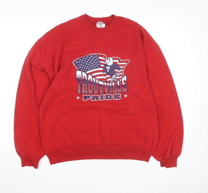 Jerzees Men's Red 'Troutville Pride' Graphic Sweatshirt L