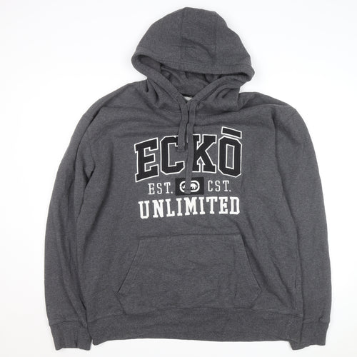 Ecko Unltd Men’s Grey 2XL Pullover Hoodie Fleece Logo Sweatshirt