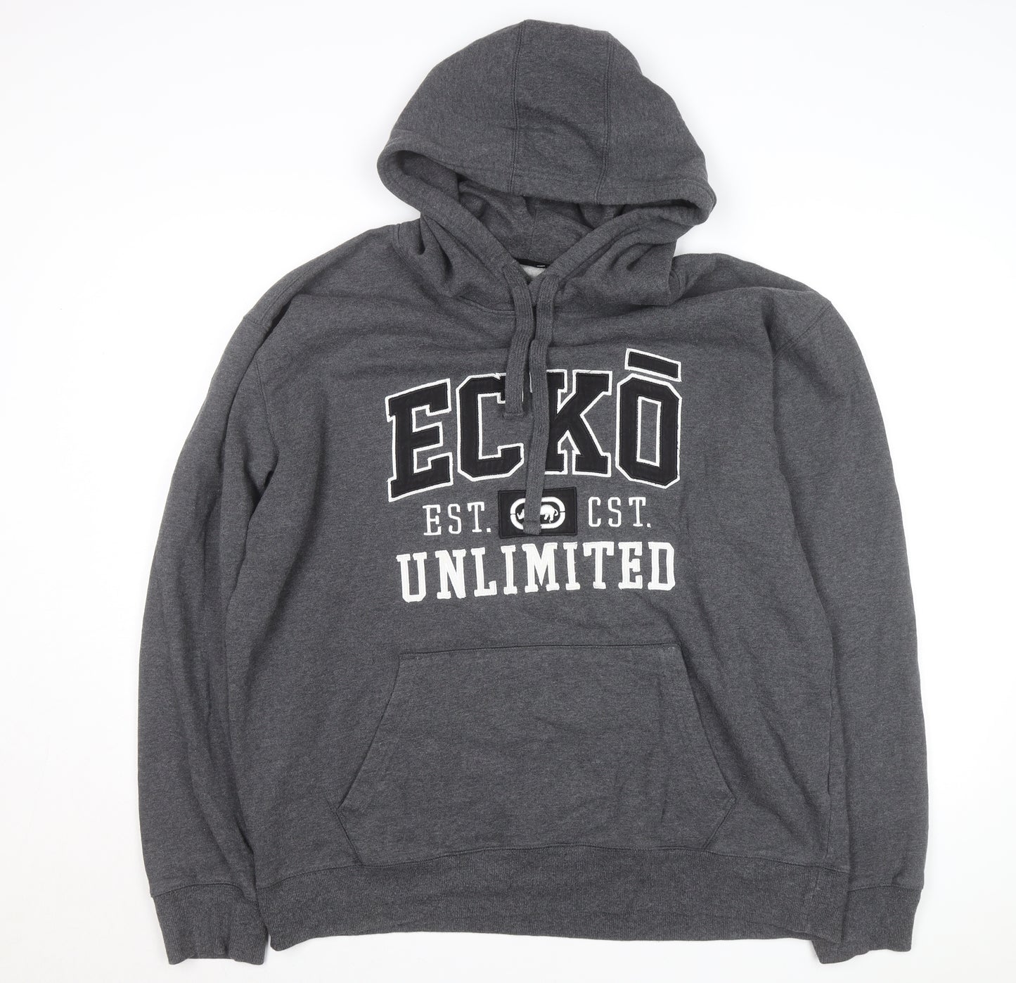 Ecko Unltd Men’s Grey 2XL Pullover Hoodie Fleece Logo Sweatshirt