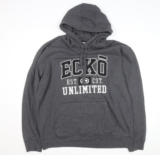 Ecko Unltd Men’s Grey 2XL Pullover Hoodie Fleece Logo Sweatshirt