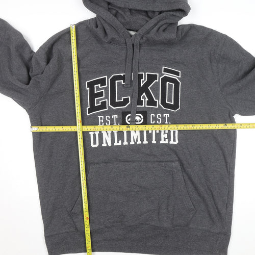 Ecko Unltd Men’s Grey 2XL Pullover Hoodie Fleece Logo Sweatshirt