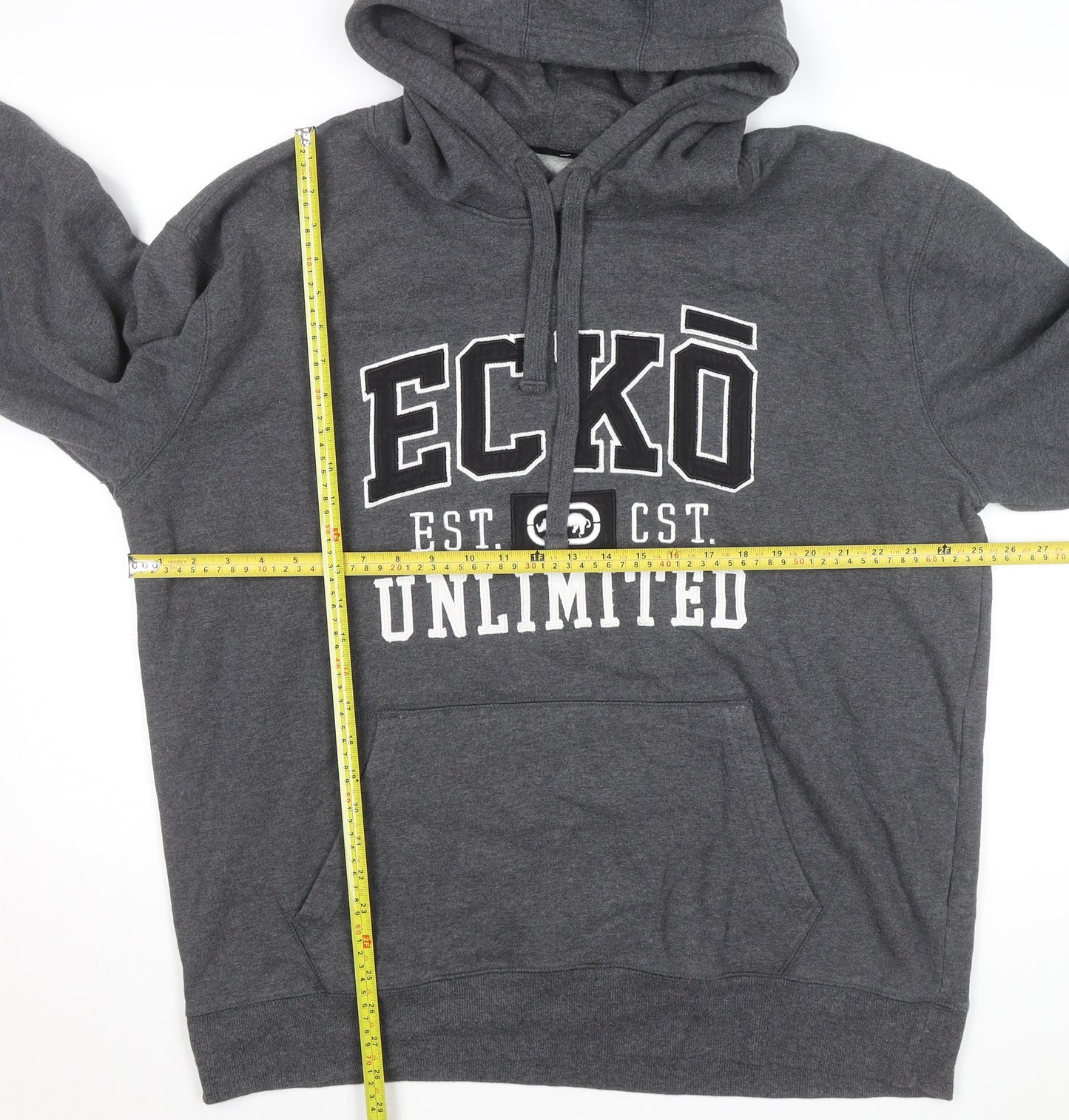 Ecko Unltd Men’s Grey 2XL Pullover Hoodie Fleece Logo Sweatshirt