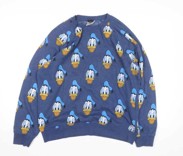 Disney Women's Blue Donald Duck Pullover Sweatshirt Size L