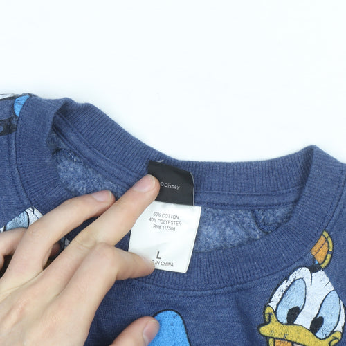 Disney Women's Blue Donald Duck Pullover Sweatshirt Size L